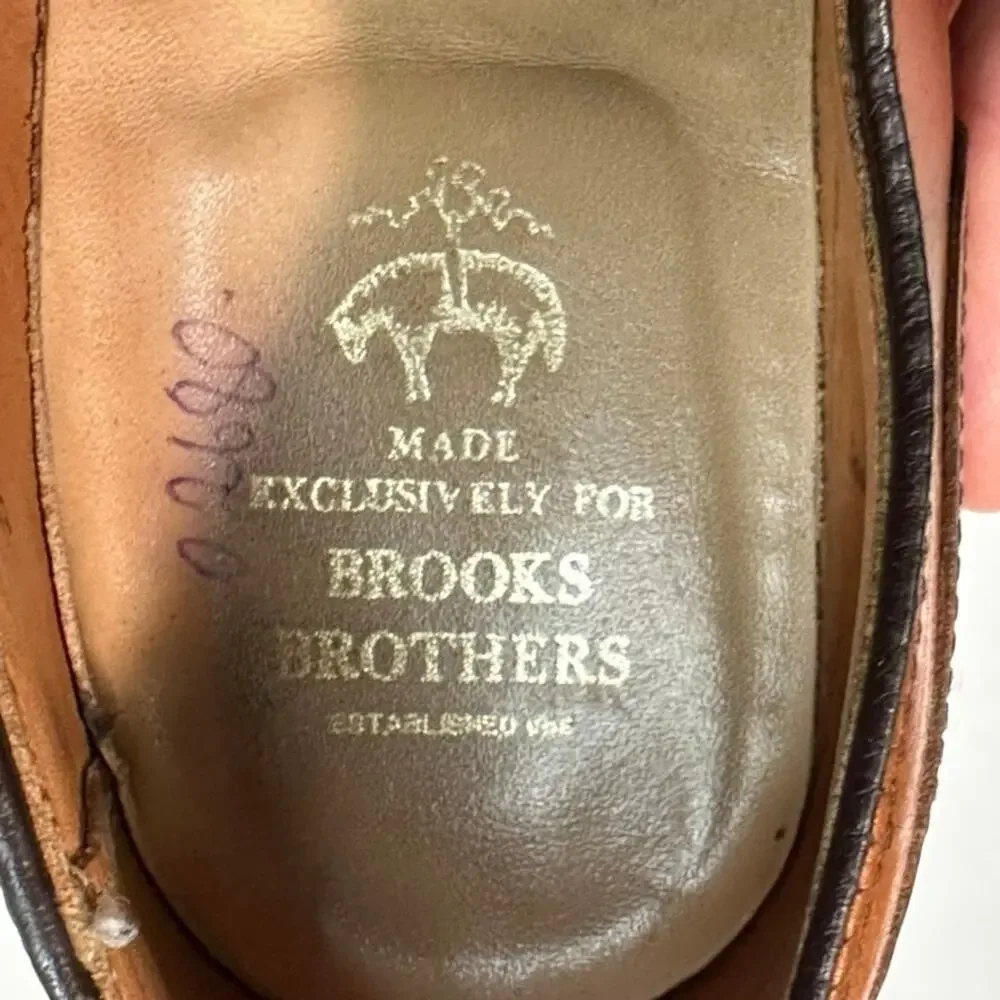 NEW HEELS Alden x Brooks Brothers 972 Straight Tip Blucher Brown Calf USA 8.5 D